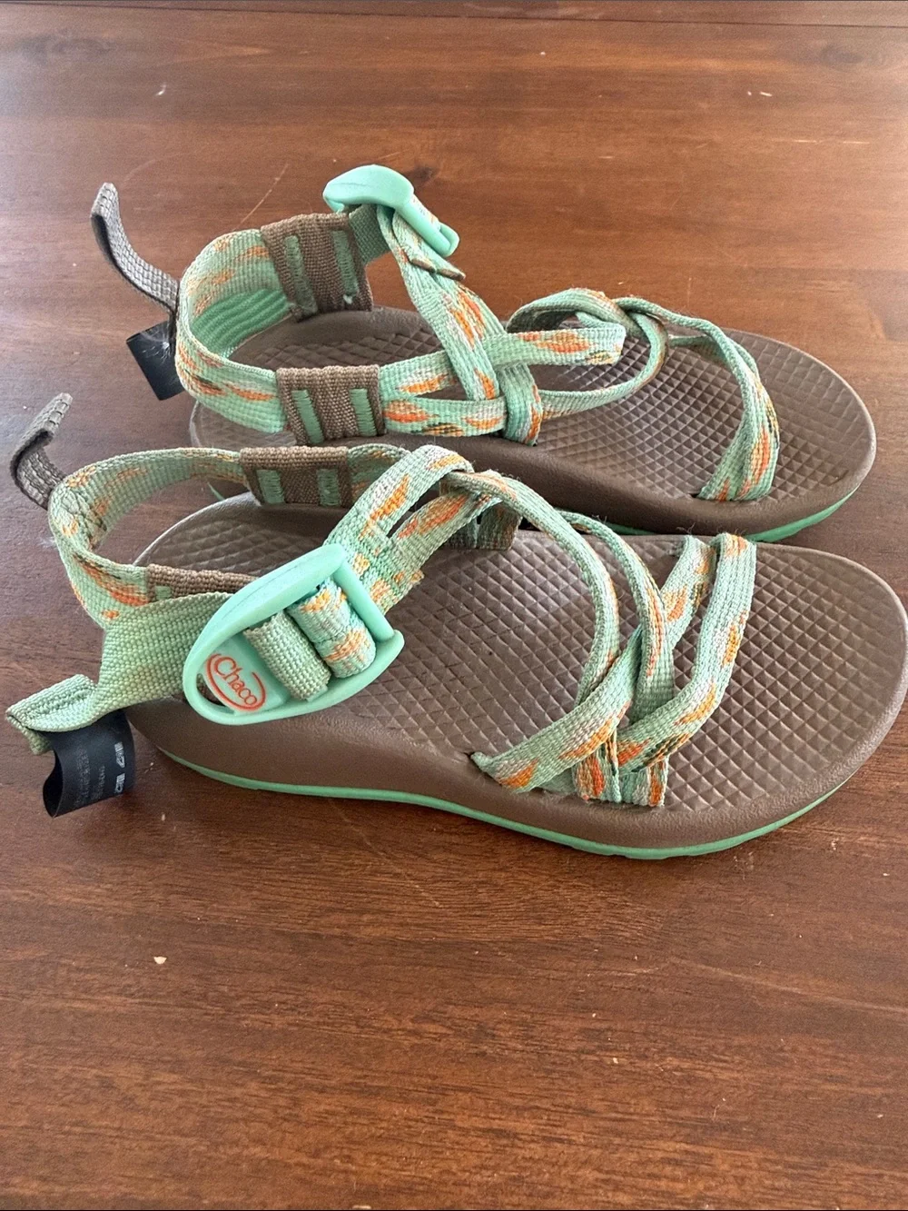 Chaco Kids Teal and Orange Strappy Sandals